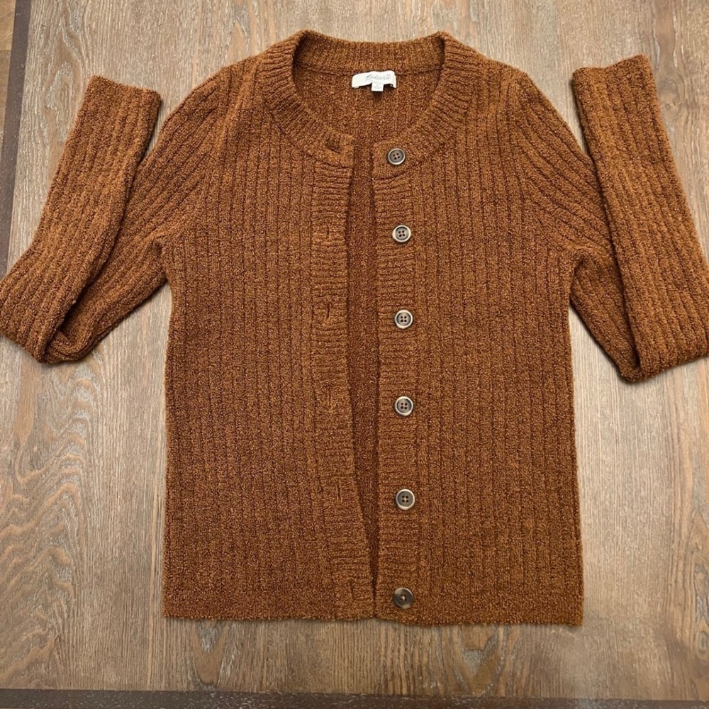 Madewell Brown Ribbed Cardigan Sweater